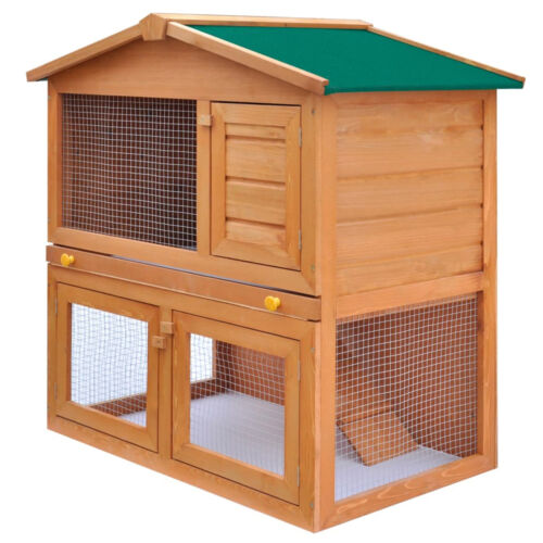 OutdoorHutch Small Animal House Pet CageCoop 3 Doors Wood J8A4