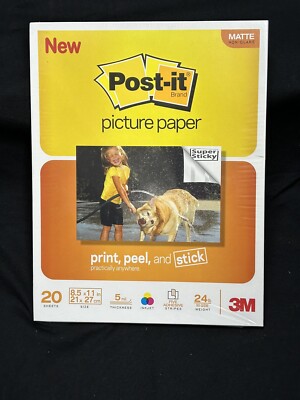 Post-it 8-1/2 x 11 Picture Paper, Matte Finish, 20 Sheets/Pack, New Unopened
