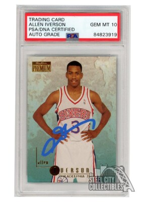 Allen Iverson 1996-97 Skybox Premium Auto RC Card #85 PSA/DNA 10 (Light Blue)
