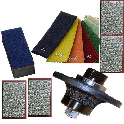 Marble Hand Polishing Pad 4 Grits 3/8'' Half Bullnose Router Bit granite concrete