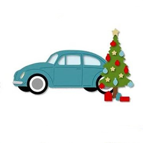 Christmas Car/Iconic Bug w Evergreen Tree Ornament Gift Cutting & Embossing Dies - Picture 5 of 5