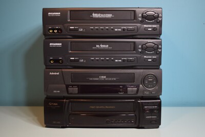 Lot of (4) VCR Players for Parts or Repair -  (2) Sylvania, Admiral & Funai
