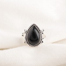 Black Tourmaline Gemstone 925 Sterling Silver Handmade Jewelry Ring For Gift