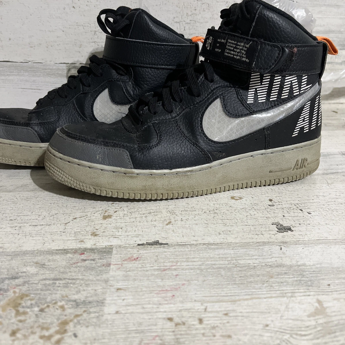 Nike CQ0449 001 Air Force 1 High 'Under Construction - Black' 9