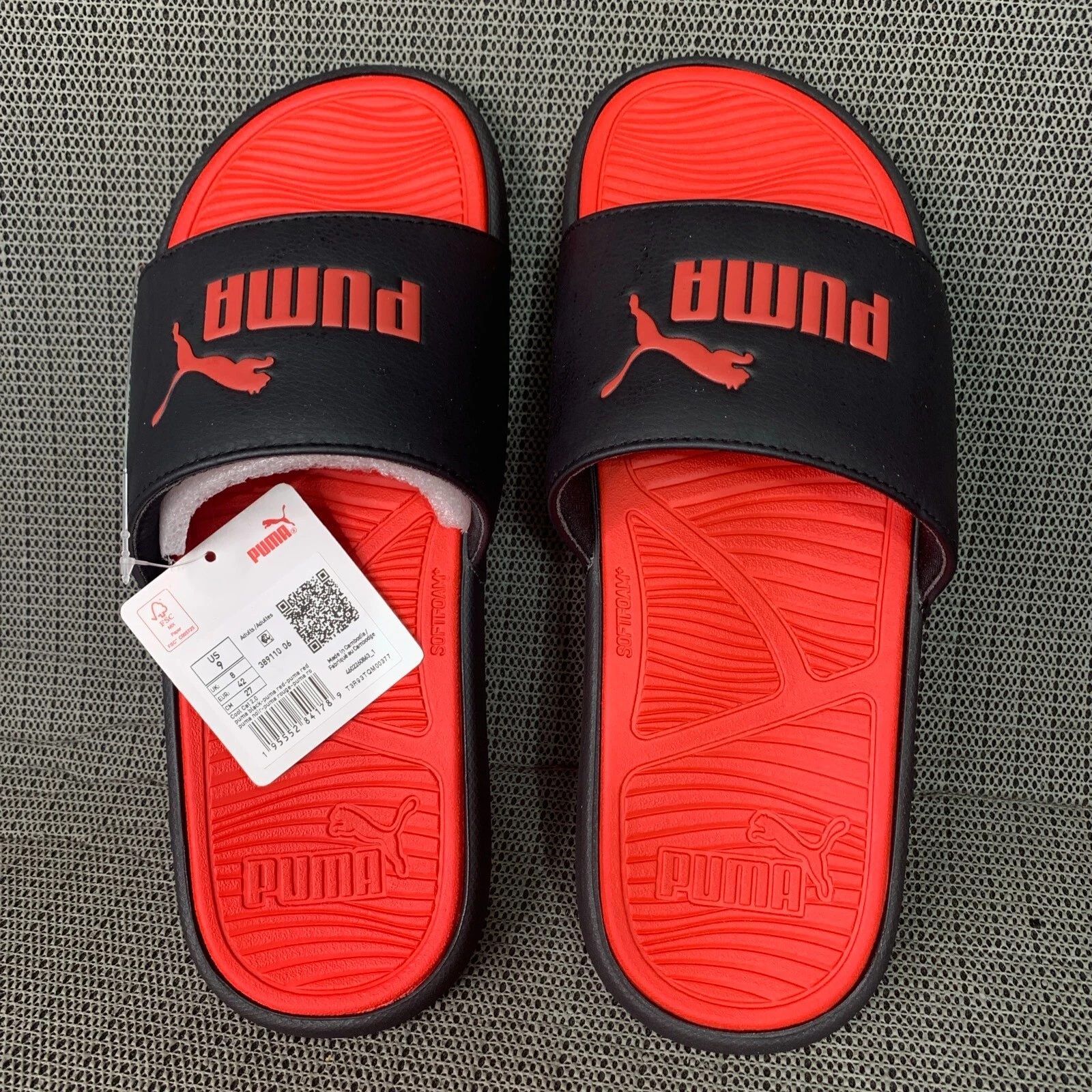 Sandali Puma Adult Slide US 9 EUR 42 rossi e neri comodi slip on calzature