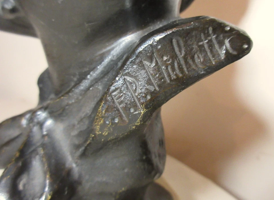 antique 1800s Francesco Paolo Michetti bronze child bust statue sculpture marble - Image 4 of 4