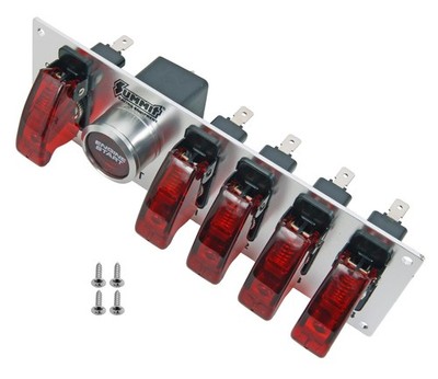 Summit Racing 830815 Switch Panel Dash Mount Brushed Alum Five Toggle Switches