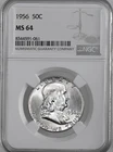 1956-P  50C  FRANKLIN SILVER HALF DOLLAR "PHILADELPHIA"  NGC MS64 #8344591-061