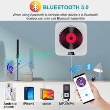 Portable Bluetooth Wall-Mounted CD Music Player Home Audio Speaker with Remote