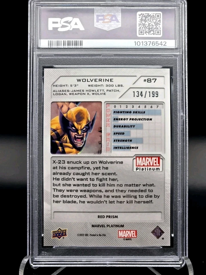 2023 Marvel Platinum Wolverine #87 Red Prism /199 PSA 9 MINT - Image 3 of 4