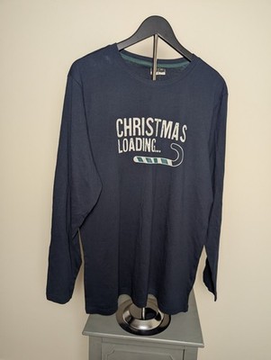Alphar One, Men's Christmas Pajama Top , Blue, 100% Cotton, Size XL