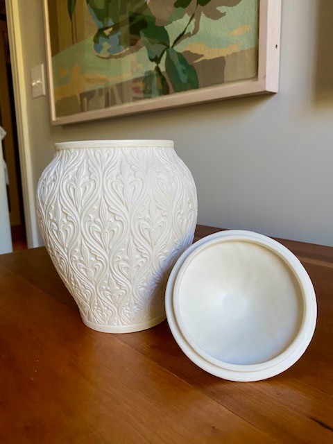 Vintage Lenox Kismet Collection Bisque Candy Jar with Lid - EUC ca.  1931-53