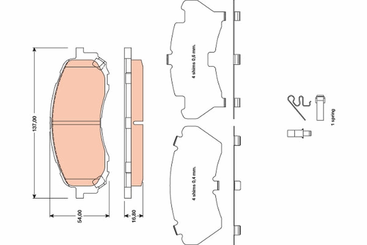Front TRW-OE GDB3469 Brake Pad Set, disc brake for SUBARU