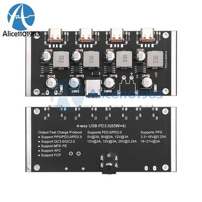 4-way PD65W Fast Charging Module Type-C USB Support PD3.0/2.0 QC3.0/2.0 FCP   #q