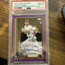 2025 Topps Chrome Baseball Jacob Wilson Purple Refractor RC Auto /250 PSA 10 