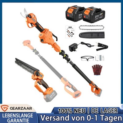 Akku Heckenschere für Obstbaum Astkettensäge für dicke Äste 1200W 8 zoll 4 IN 1
