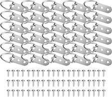 30 Pack Heavy Duty Canvas D-Ring Picture Hangers with Screws Dual Hole 0.43 per strip