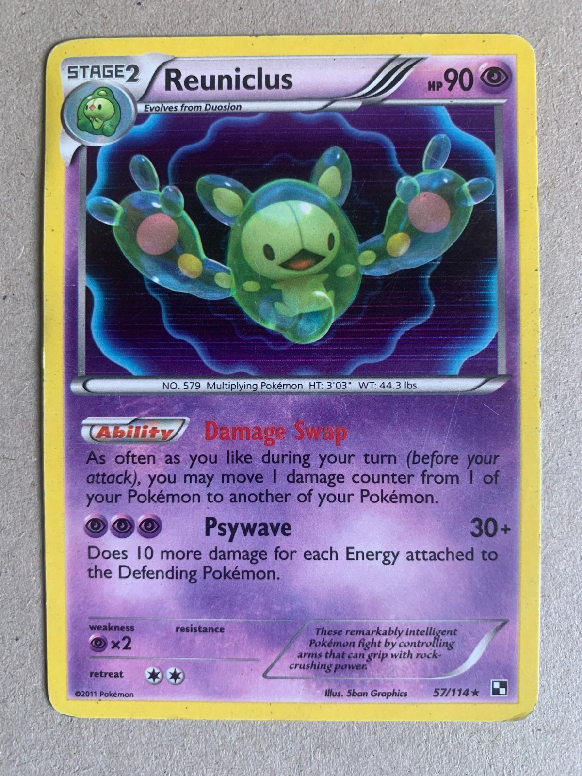 Pokemon 2012 REUNICLUS 57/114 Stage 2 Holo Black & White Base LP