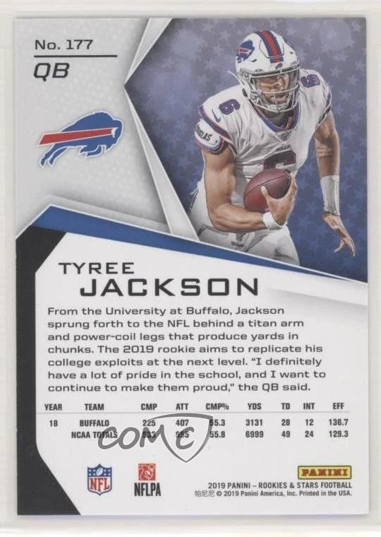 2019 Panini Rookies & Stars Rookies Black & Blue /5 Tyree Jackson #177 RC - Image 2 of 2