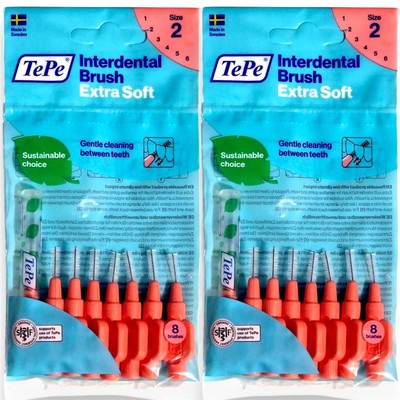 2x TePe Original Interdentalbürsten 0,5mm hellrot Xw weich 2x 8 Zahnzwischenraum