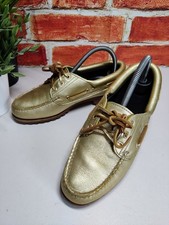 TIMBERLAND GOLD BOAT SHOES UK 5 EU 38 US 7W METALLIC LEATHER DISCO WOMENS DECK