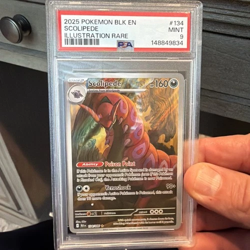 2025 POKEMON BLK EN-BLACK BOLT ILLUSTRATION RARE #134 SCOLIPEDE PSA 9