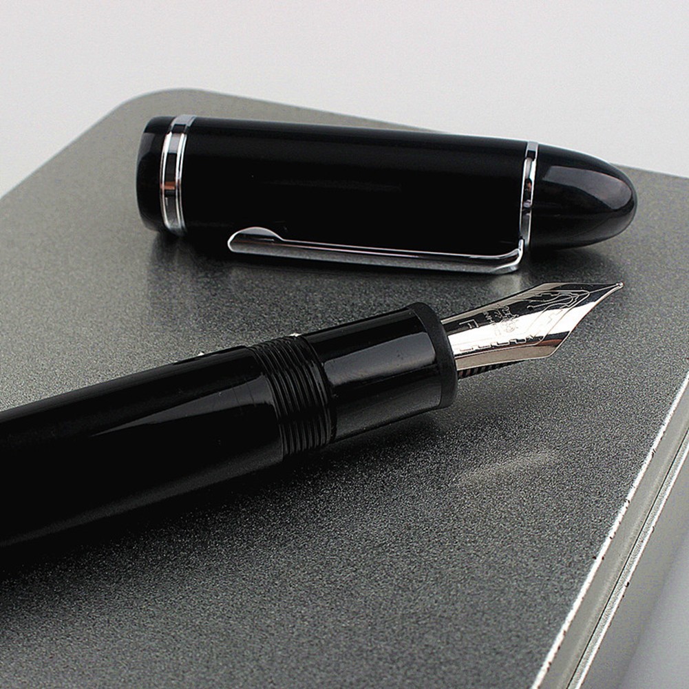 Jinhao X159 Fountain Pen Gift Black With Silver Clip Fine Nib Acrylic Screw Cap