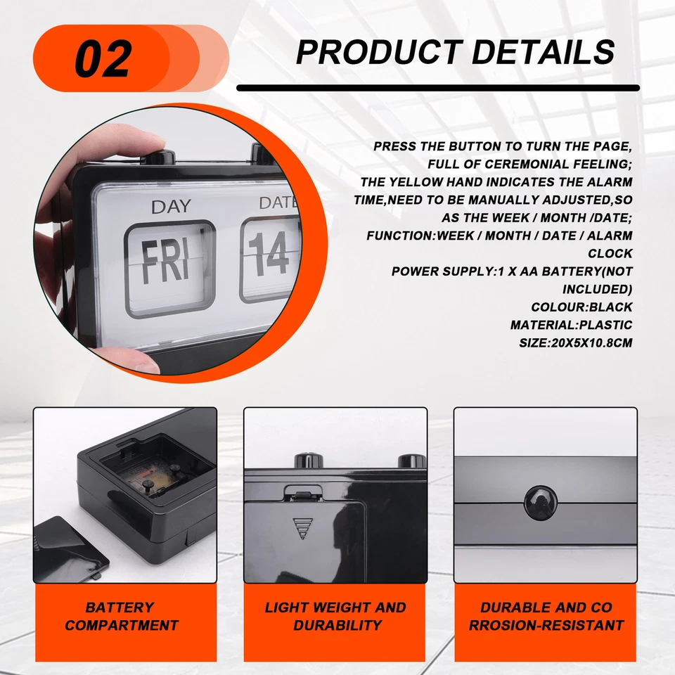 Mechanical Alarm Clock Novelty Flip Clock Desktop Digital Clock with1504 - Image 3 of 4