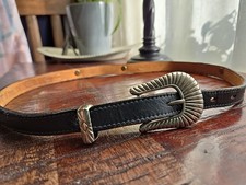 Nocona Vintage Skinny Black Leather Belt Conchos- Women's Size 28 WAIST 25-29" 