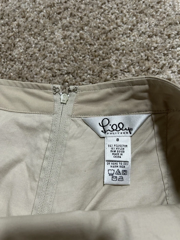 Falda corta vintage Lilly Pulitzer para mujer 8 beige rosa verde golf tenis preppy Foto 3 de 4