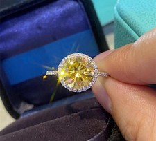 1.90Ct Round Cut Lab-Created Citrine Halo Engagement Ring 14K Yellow Gold Plated