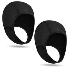 2 Pcs Neoprene Diving Hood Thermal Wetsuit Hood Cap Swim Caps with Chin Black