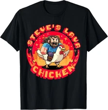 Lava Chicken Miners Meme Steve Pixel Gaming Boys Kids Game T-Shirt