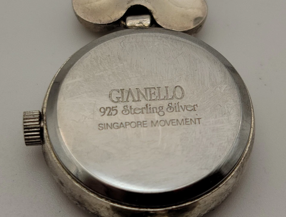 Gianello Argento Sterling 22mm Donna Quarzo Orologio Bracciale 28g Funziona Con - Immagine 3 di 4