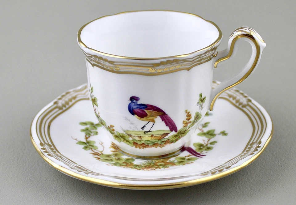 SPODE CHELSEA BIRD COFFEE DEMITASSE CUPS & SAUCERS X 6 ROYAL PROVENANCE - MINT! - Image 3 of 4
