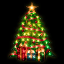 Northlight 22.5" Lighted Christmas Tree with Presents Window Silhouette