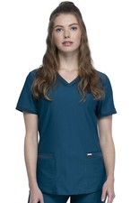 Cherokee Scrubs Form V Neck Top CK840 CAR Caribbean Blue Free Shipping