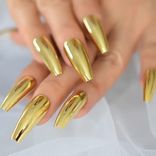 Sarg Medium UV-Gel wiederverwendbare Fingernägel glänzend solide Farbe golden zum Andrücken - Bild 5 von 7