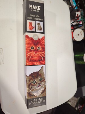 Make Market Diamond Art Kit CAT DUO, Two 11x14 canvasses, new
