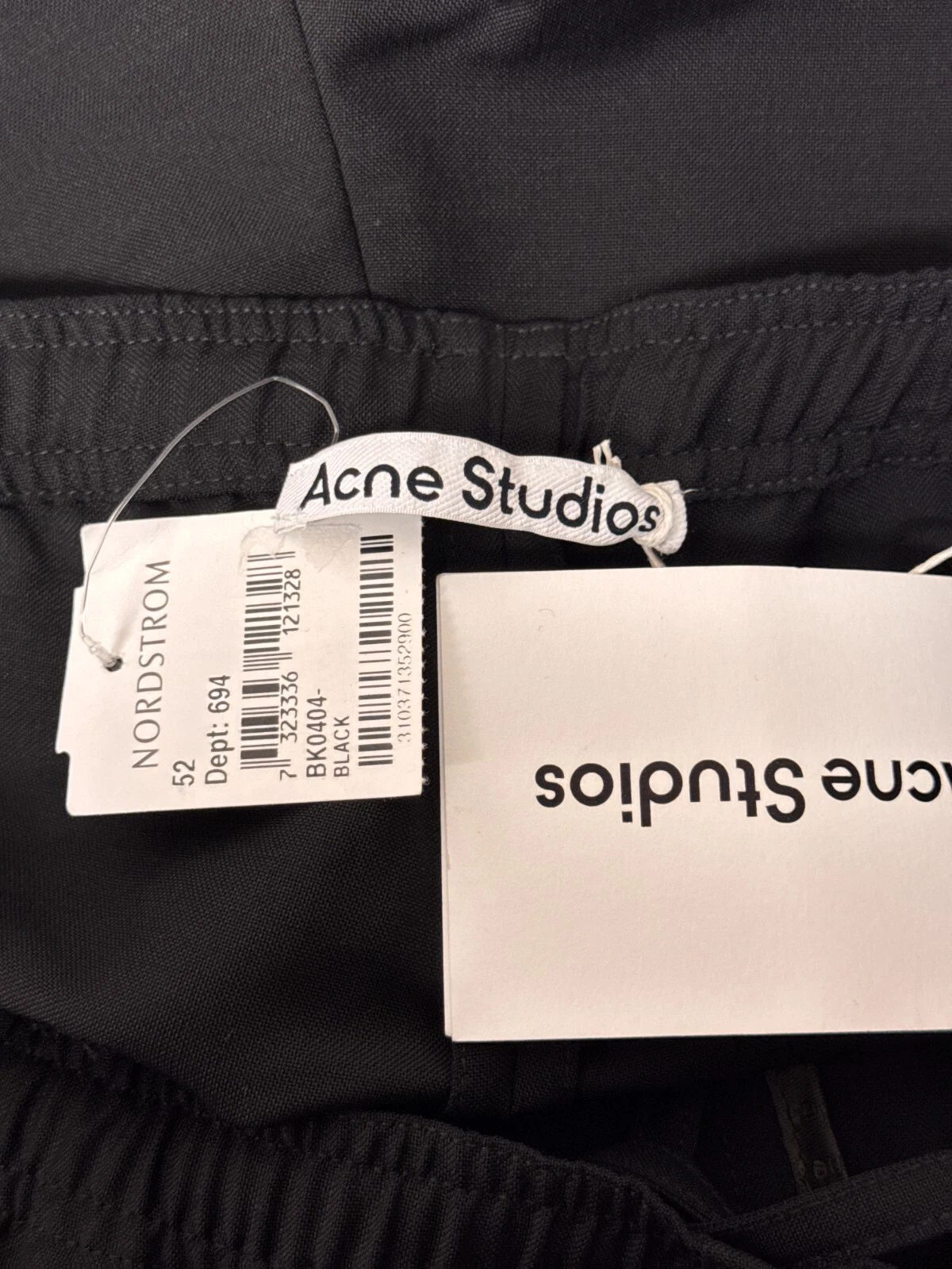 Nuovi pantaloni Acne Studios 52 US XL da uomo neri in misto lana pantaloni tuta larghi