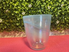 Vintage Art Glass Vase Blue Swirl Blown Glass Heavy 4.25in Tall