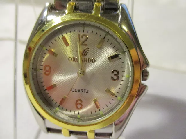 Orologio Unisex Orlando Tono Oro Argento Y 295 Batteria Nuova La faccia 9