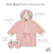 Baby Girl Robe Booties Bath Set Vintage Floral NWT Gerber Cotton 0-9 mo