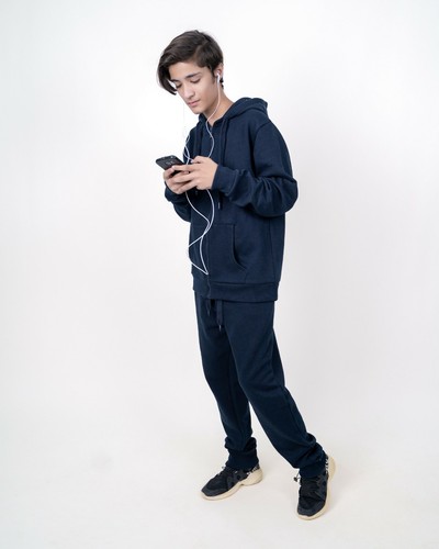 Unisex Kids Plain Fleece Hooded Tracksuit Set Full Zip Hoodie Jogging Bottom Set - Picture 25 of 27