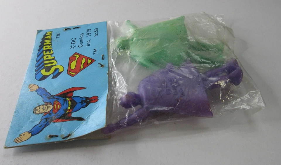 Superman 1979 Keshigomu goma 2 figuras en bolsa con encabezado # 50 RARO de colección Foto 2 de 4
