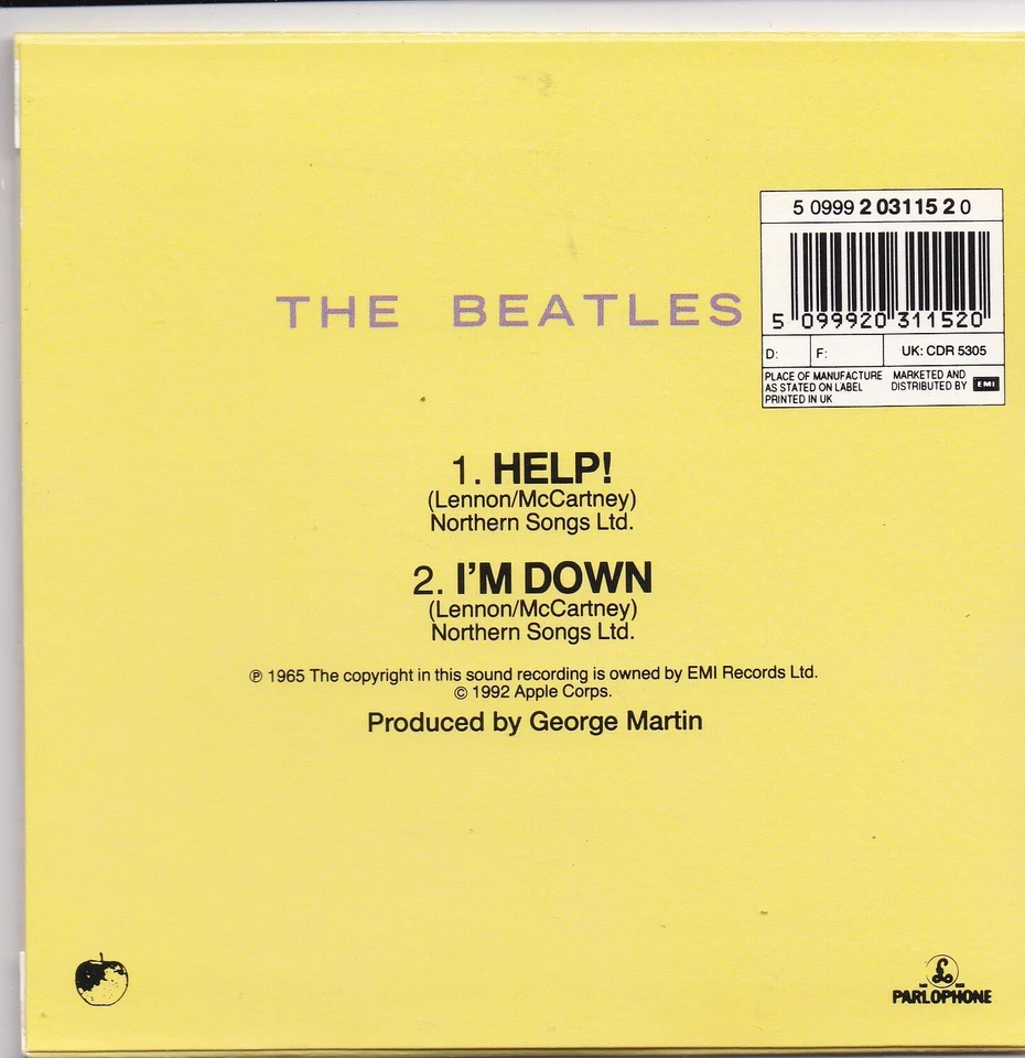 The Beatles - Help (2 Track Maxi CD) Papphülle - Bild 2 von 2