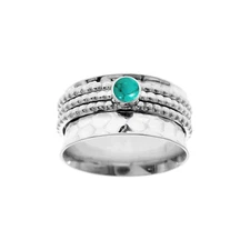 Turquoise Triple Band Spinner Ring Sterling Silver 925 Hallmarked Size K - T