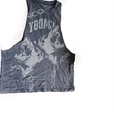 YoungLA Doberman Tank Gray Wash Mens Sz 2xl Sold Out Distressed NWT #3026