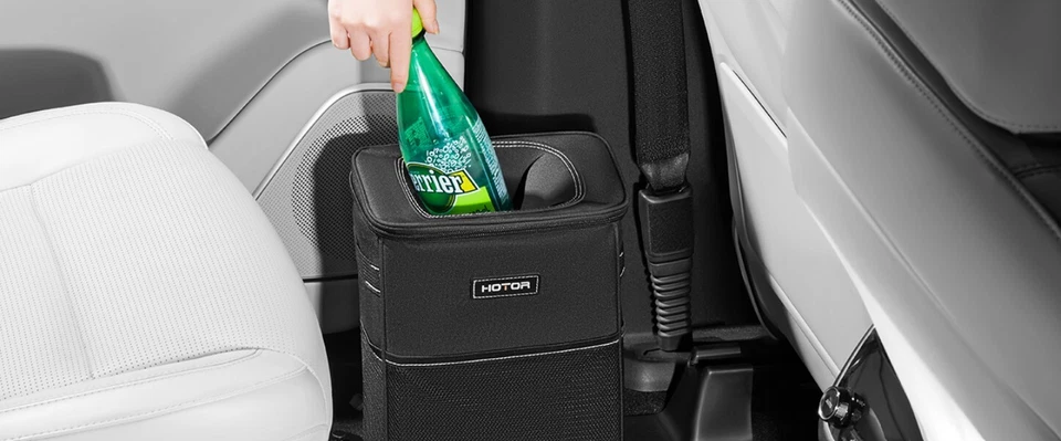 Bote de basura HOTOR con tapa y bolsillos de almacenamiento, organizador 100% a prueba de fugas, impermeable Foto 4 de 4