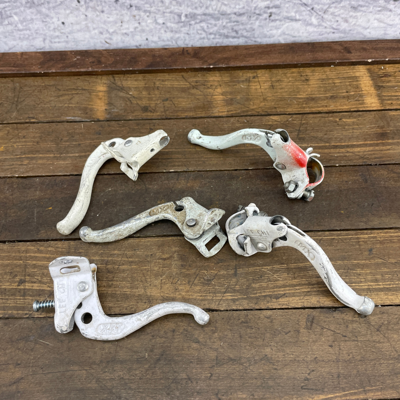 Old School BMX Brake Lever Lot 5 PARTS Vintage Levers 1 Clamp White Tech 4 A4